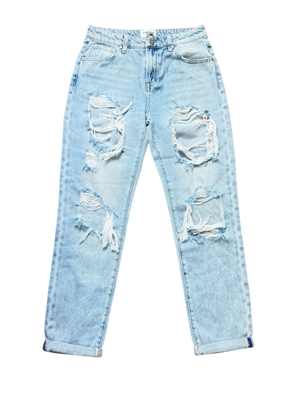 Insane Gene Boyfriend Low Rise Distressed Light Wash Jeans